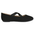 thumbnail image 3 of Forever Women Mary Jane Flats Elastic Cross Strap Round Toe Comfort Dress Ballet Shoes CLARE-33 Black Nubuck Suede 6.5, 3 of 5