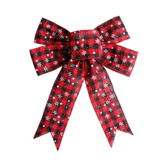 Christmas Bow Decor Red Plaid Wreath Bows Banister Bow Christmas Tree Topper Bow Front Door Wreath
