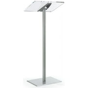 Displays2go CLRLECBNDS Floor Standing Speaking Podium, Slanted Top, Quick Assembly, Silver