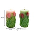 thumbnail image 3 of Chandelle Pilier Gravée de Tulipes Non Parfumée Moyenne Asstd - Ensemble de 2, 3 of 3