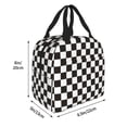 thumbnail image 2 of KLL Black and White Checkerboard Print Insulated Lunch Bag Women, Reusable Cute Tote Lunch Box for Adult & Men, Leakproof Cooler Lunch Bags for Work Office Travel Picnic, 2 of 5