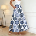 thumbnail image 2 of Maxi Skirts for Women Floral Casual Comfort A line Summer Skirts Bohemian High Waist Flowy Skirt with Pockets, 2 of 6