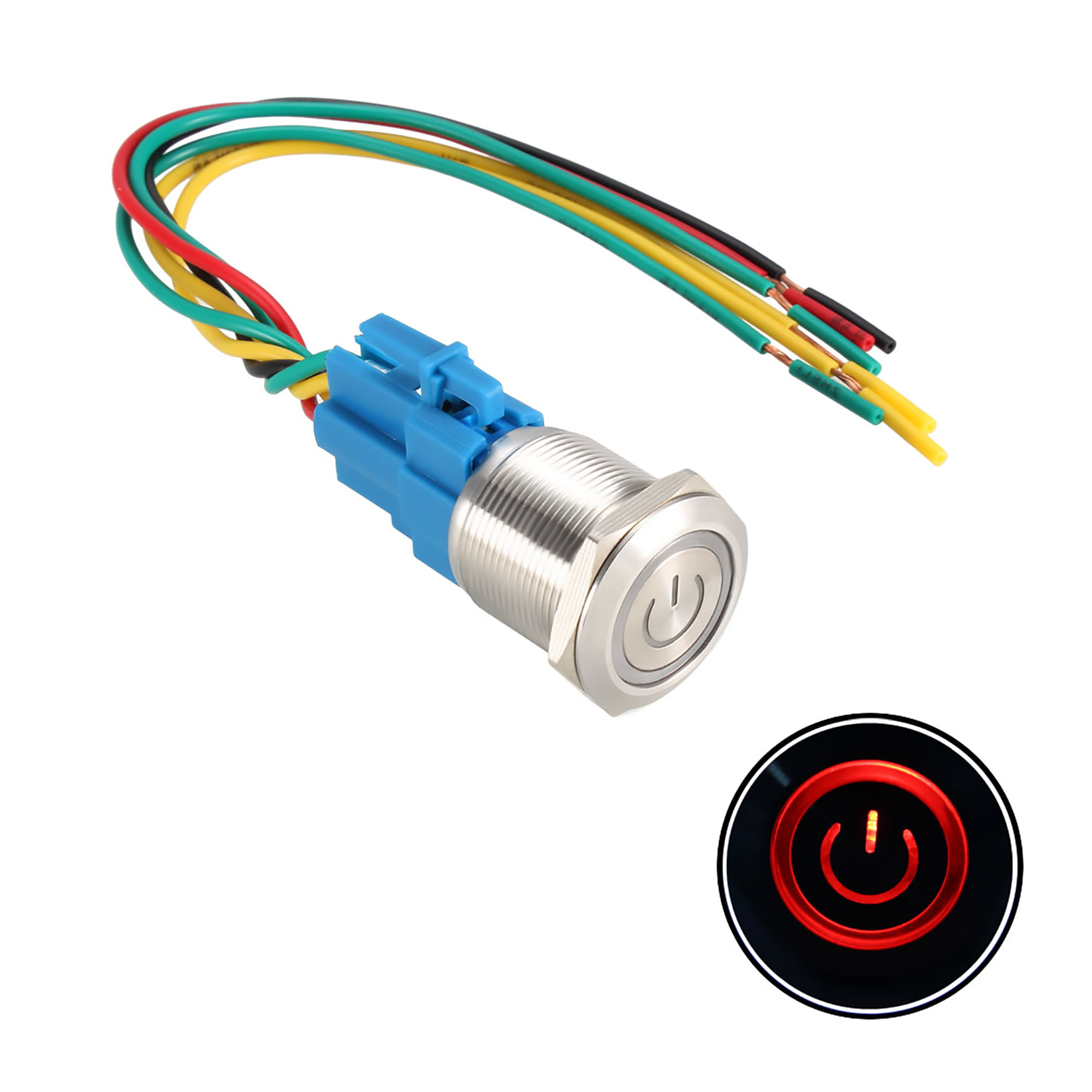 Details about   Latching Push Button Switch 22mm Mounting Dia 1NO 1NC 12V Red LED w Socket Plug 