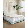 thumbnail image 2 of Turquoise Blue Bed Skirt California King Size 18" Drop Striped Geometric Ruffled Wrap Around Bed Skirts Adjustable Elastic Bedskirt Dust Ruffle for California King Size Bed, 2 of 7