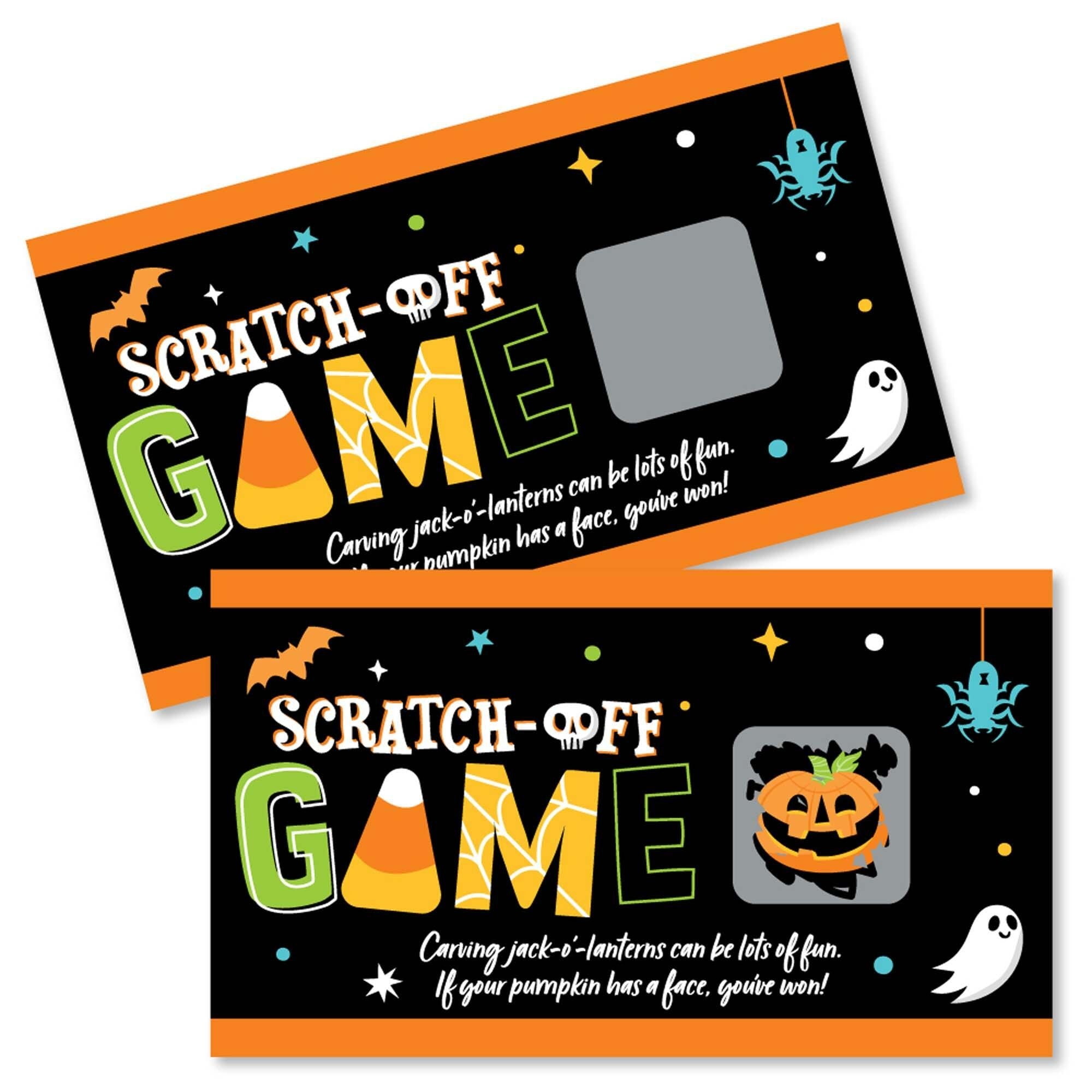Big Dot of Happiness Jack-O -Lantern Halloween - Kids Halloween Party Game Scratch Off Cards - 22 Count
