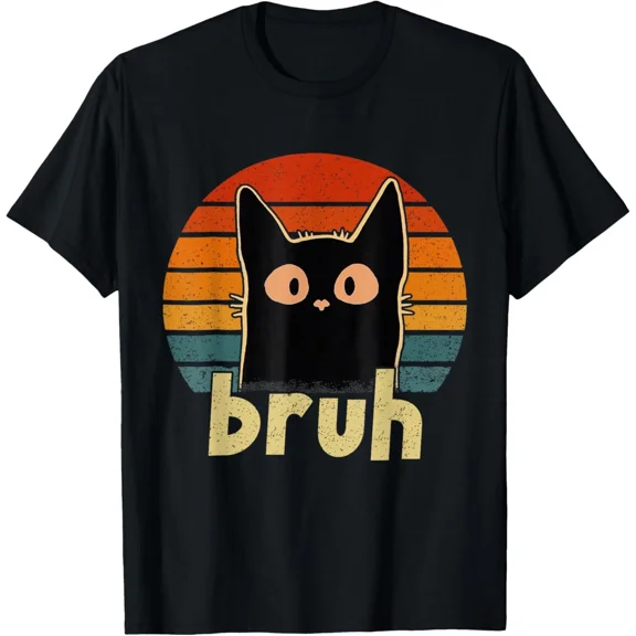 Silly Cat Bruh Meme Graphic Tee Teens Boys Girls Fun Pet Humor Style T-Shirt up to size 5XL