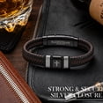 thumbnail image 6 of VEEDOFA Men's Triple Braided Leather Bracelet, Engraved "Be STRONG and COURAGEOUS" Stainless Steel Clasp, Romantic Gift for Him, 6 of 6