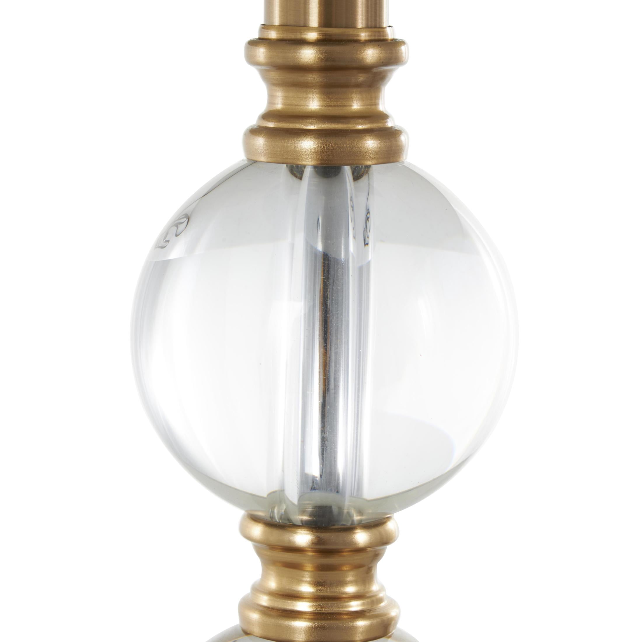 DecMode 25" Stacked Orbs Clear Table Lamp with White Linen Shade