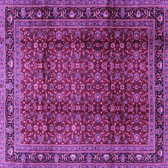 Ahgly Company Indoor Square Persian Purple Traditional Area Rugs, 7' Square