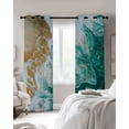 thumbnail image 3 of Green Gradient Blackout Curtains for Bedroom Living Room, Ocean Wave Beach Abstract Modern Art 63 In Long Thermal Insulated Room Darkening Drapes Grommet Window Treatments, 42 x 63 In, 3 of 9