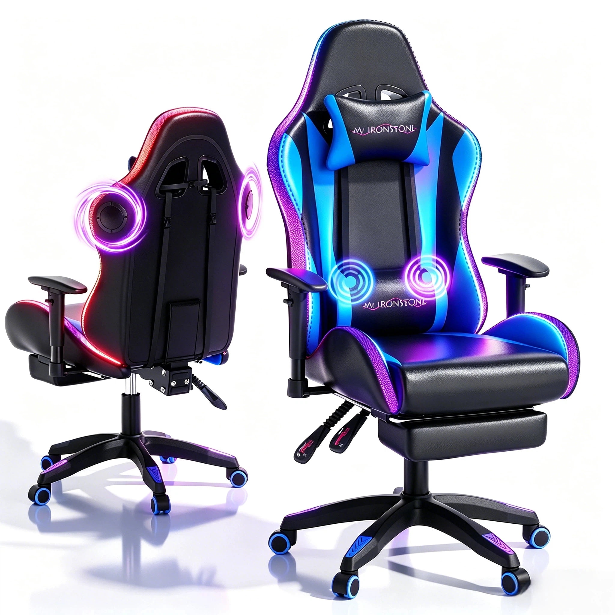 Mr IRONSTONE RGB Gaming Chair with Bluetooth, Blue/Black