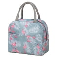 thumbnail image 1 of Insulated Lunch Bag Large Capacity Flamingo Pattern Portable Thickened Zipper Lunch Bag for School Work Gray Flamingo, 1 of 8