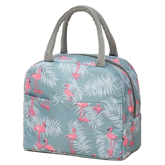 ZPSHYD Sac à Déjeuner Isolé à Motif Flamant Rose, Fourre-tout De Grande Capacité, Portable Et épais à Fermeture éclair Pour L'école Et le Travail(Gris)