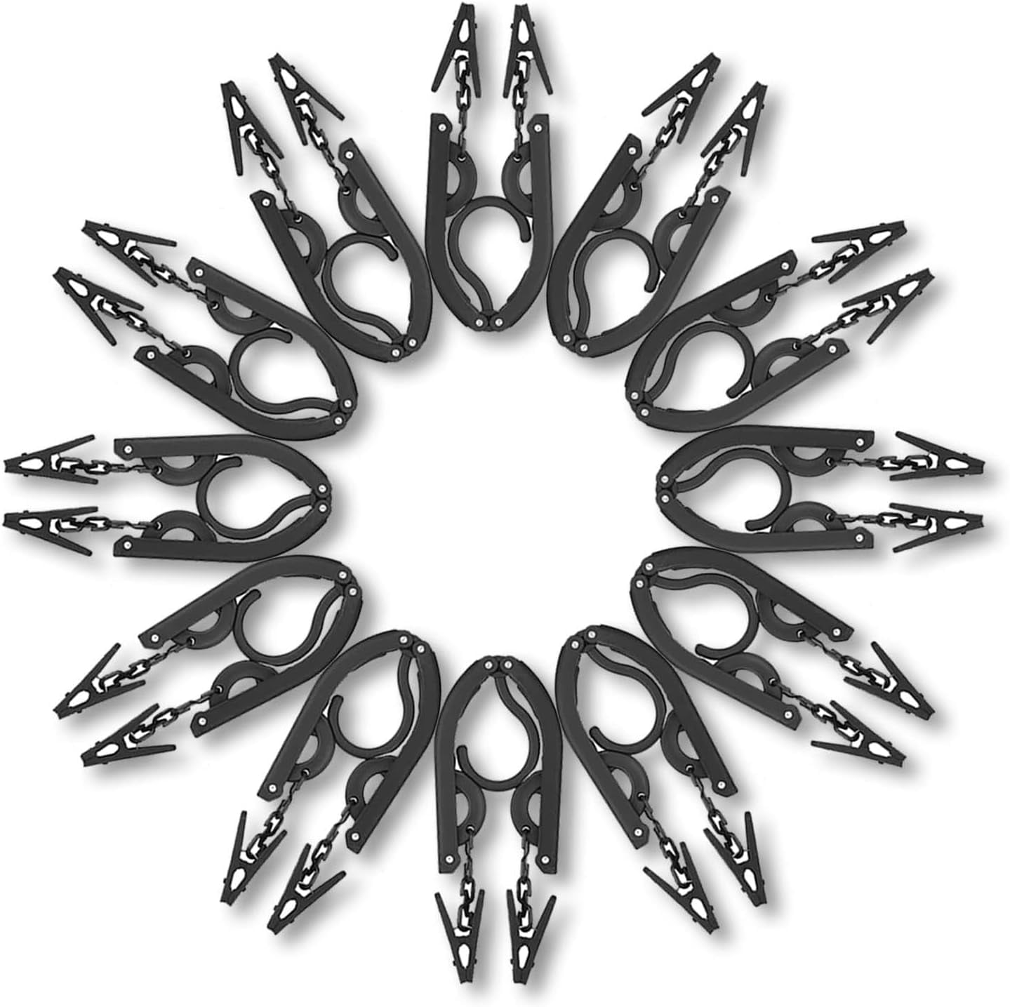 12pcs Black Travel Hangers with 24pcs Clips Foldable for Suitcase, Portable Folding Clothes Hangers, Cruise Ship Essentials Drying Rack for Portable Travel Accessories