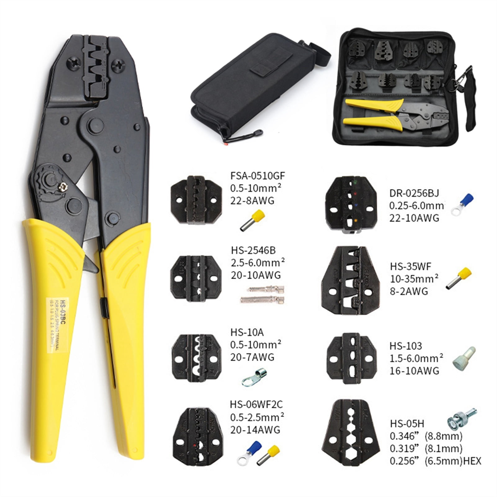 Mini Crimping Pliers HS-03BC Clamp Tools Cap/coaxial Cable Terminals Kit 230mm Mini Carbon Steel Multifunctional Electrical ,Built to Last