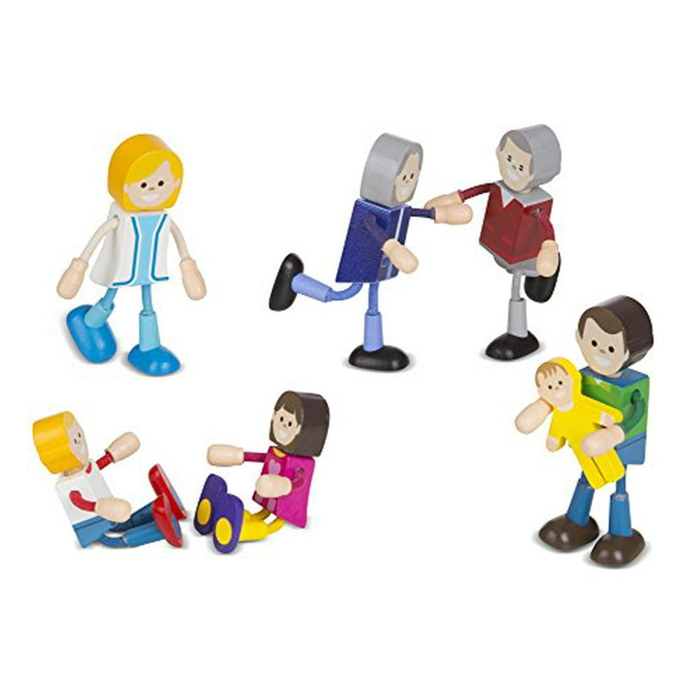 Melissa & Doug Wooden Flexible Figures 7-Piece Caucasian Doll Family for Dollhouses - Walmart 