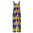 thumbnail image 5 of Xixinqiwan Women Mardi Gras Overalls,2025 Fancy Mardi Gras Themed Jumpsuits Loose One Piece Sleeveless Wide Leg Rompers with Pockets, 5 of 5