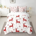 thumbnail image 2 of jejeloiu Wild Deer Twin Bedding Sets 7-Piece,Jungle Animal Bedding Comforter Set,Merry Christmas Snowflake Sheet Sets For Girl,Red White Home Decor Reversible, 2 of 8