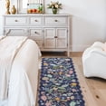 thumbnail image 4 of 2x6 Hallway Floral Rug Runner: Washable Non Slip Low Pile Area For Kitchen Front Door Soft Water Resistant Carpet Bathroom Light Weight Durable Floor Mat Bedroom Nursery(2x6/blue/purple), 4 of 7