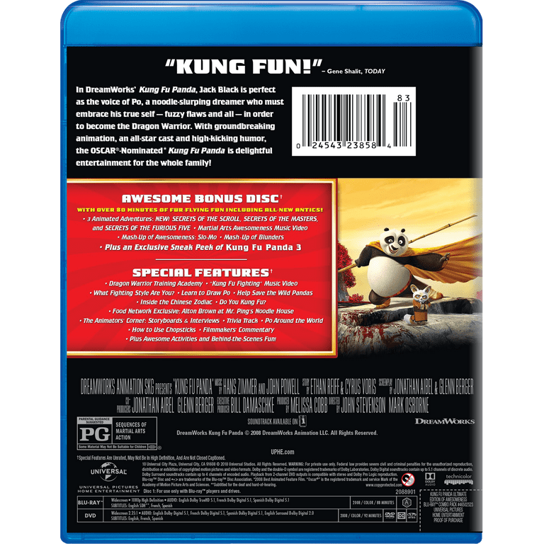 bbb  Blu-ray DVD Kung Fu Panda (Blu-ray, DVD) (Widescreen) [2008] - Walmart.com