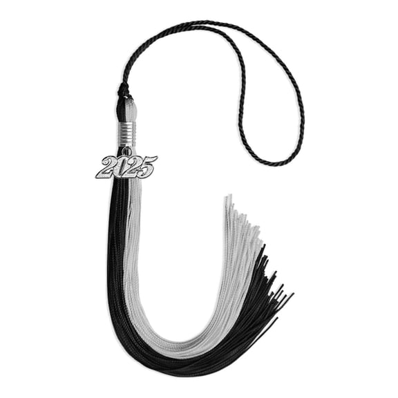 Endea Graduation Black/Silver Graduation Tassel with Silver Date Drop