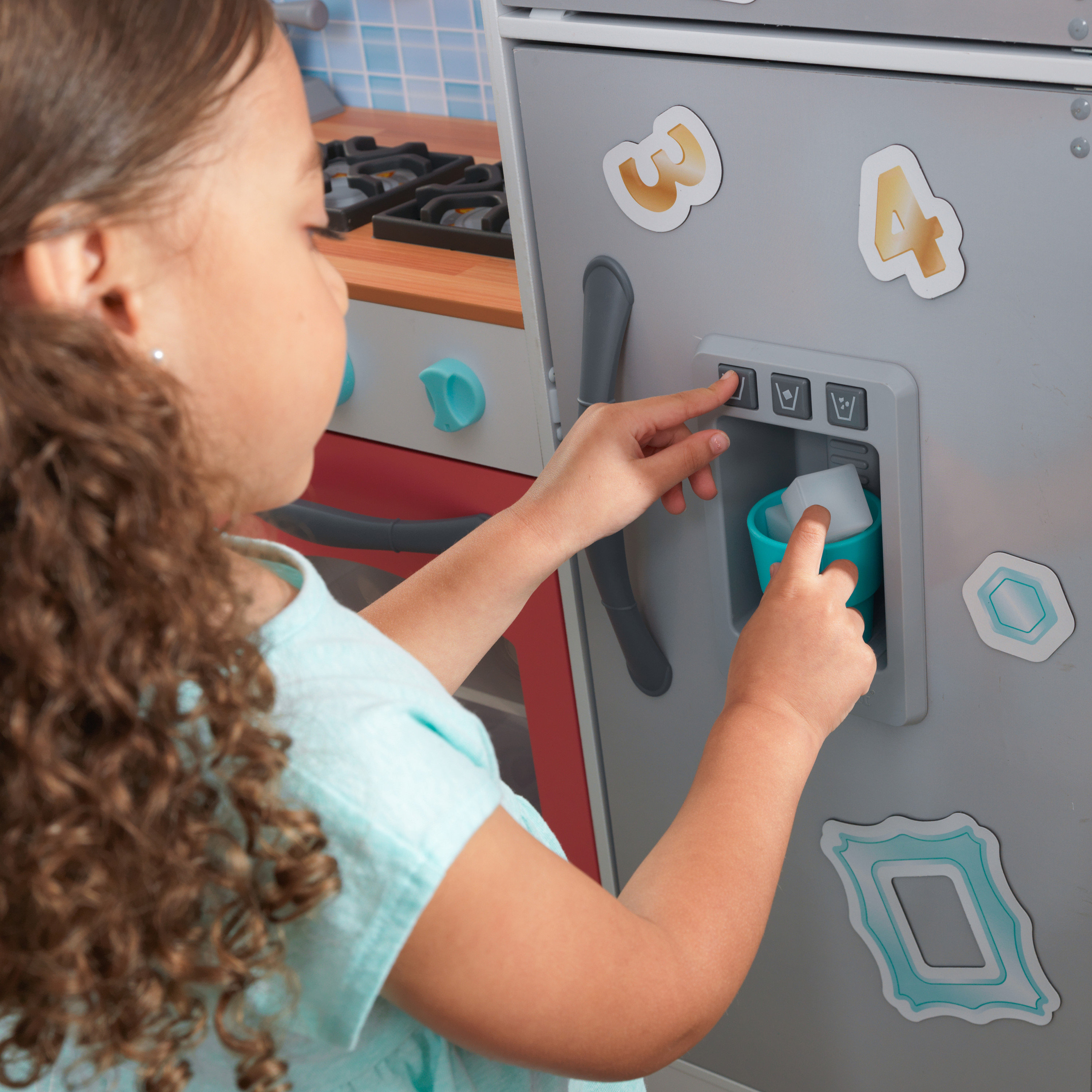 KidKraft Mosaic Magnetic Play Kitchen for Kids, Gray and Pink - image 2 of 12
