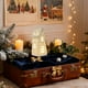 thumbnail image 4 of Decoración navideña de cerámica con escena luminosa de ciervo y muñeco de nieve | Adorno navideño blanco | Juego de figuras con luz LED | Decoración navideña de mesa y luz nocturna, 4 of 5