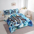 thumbnail image 2 of Castle Fairy Watercolor Floral Surfboard 7-Piece Twin Bedding,Rustic Striped Board Layout Bedding Comforter Set,Blue Brown,Grey Reversible, 2 of 7