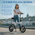 thumbnail image 6 of AIRWEST 36V 350W Adult Electric Bike, 14" Foldable Electric Bicycle, 20MPH, 19-22mi Range, Dual Disc Brakes, Adjustable Seat, Mini Commuter City Ebike for Man & Woman, UL2849, 6 of 8