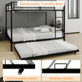 thumbnail image 5 of Tcbosik Queen Over Queen Size Bunk Bed with Trundle, Metal Bed Frame with Built-in Ladder and Full Length Guardrail for Bedroom, Guest Room, Space Saving, Black, 5 of 8