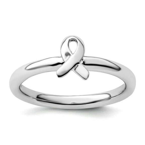 2.25mm 925 Sterling Silver Polished Stackable Awareness Ribbon Ring Size 6 Stackable Ring for Women