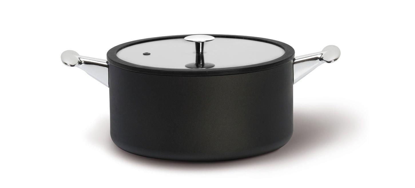 TVS Maestrale 9.5" Non-Stick Dutch Oven + Flat Glass Lid with Silicon Rim