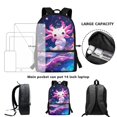 thumbnail image 6 of HUIACONG Cute Axolotl Galaxy School Backpack for Age 6-18 Large Capacity Lightweight Water Resistant Bookbag for Boys Girls Middle High School Back to School Gift, 6 of 6
