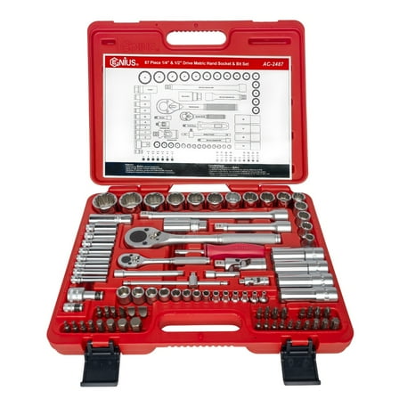 Genius Tools 87 Piece 1/4" & 1/2" Dr. Metric Master Tool Set - AC-2487