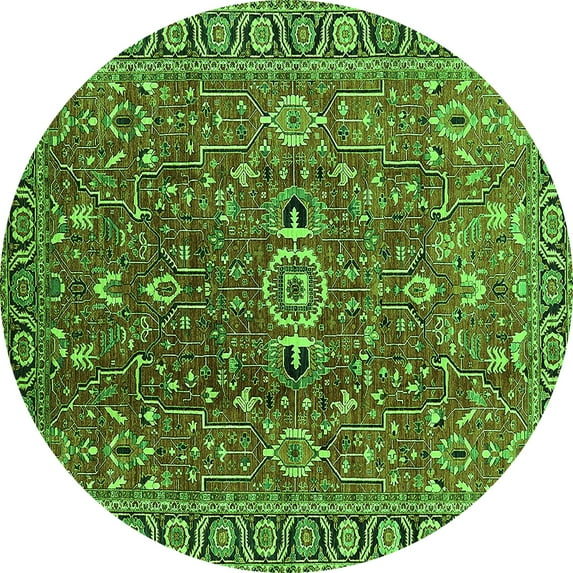 Ahgly Company Indoor Round Oriental Green Traditional Area Rugs, 3' Round