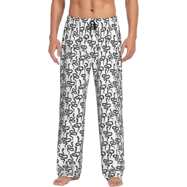 Fotbe Snake Pantalones de Pijama para Hombre, Pantalones de Dormir, Pantalones de Casa con Cintura Ajustable y Bolsillos-X-Large