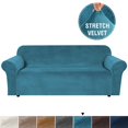 thumbnail image 1 of H.VERSAILTEX 1-Piece Luxury Velvet Sofa Stretch Slipcover, Peacockblue, 1 of 7