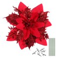 thumbnail image 1 of Hongchegh - 12 flores artificiales de Pascua navideña con pinzas y tallos - Rojo brillante, 1 of 8