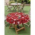 thumbnail image 3 of Outdoor Tablecloth with Umbrella Hole and Zipper, Valentines Round Table Cloth 54 Inch Waterproof Tablecloth, Romantic Red Love Heart Picnic Table Cover for Patio Camping, 3 of 7