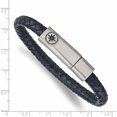 thumbnail image 4 of Stainless Steel Antiqued And Brushed Blue Leather Compass 8In Bracelet (8 X 6.3) Made In China -Jewelry By Sweet Pea, 4 of 7
