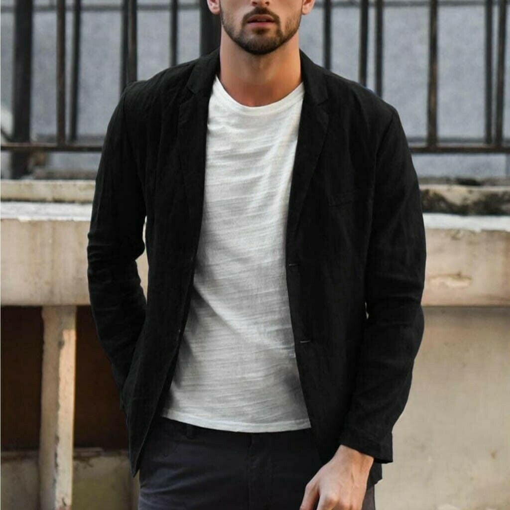 mens black linen sport jacket