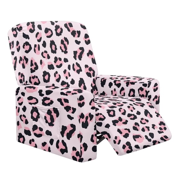 FUIALDOLG Pink Leopard Print Reclining Chair Cover Non Slip Recliner Couch Covers for Reclining Sofa Single Chair Armchair Seat Couch Slipcovers Protector with Pocket 1 Seater