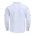 thumbnail image 2 of ZUKMRJPC Men's Long Sleeve Cotton Linen Shirts Solid Color Fashion Casual Roll Up Sleeve Shirts Lightweight Summer Beach Work Shirts, 2 of 8