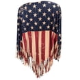 thumbnail image 6 of American Flag Poncho Pullover Topper Jacket Ruana with Fringe Lightweight, 6 of 6