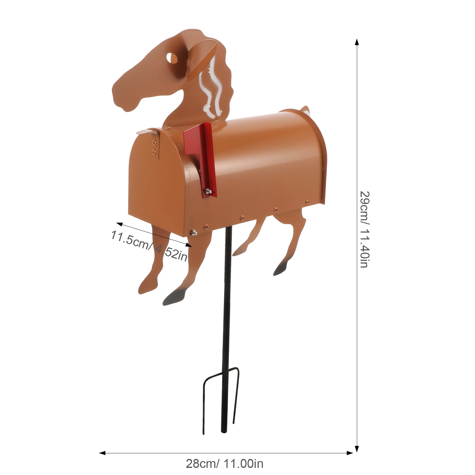 HONMEET Outdoor Wall-Mounted Mailbox Horse Shaped Iron 1Set 11.4X11X4.5In