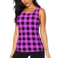 thumbnail image 2 of Uemuo Purple Black Buffalo Plaid Pattern Workout Tank Tops for Women Breathable Moisture-wicking tank top Sleeveless Running Loose Fit Yoga Tops Active Shirts Sports Gym Exercise, 2 of 9