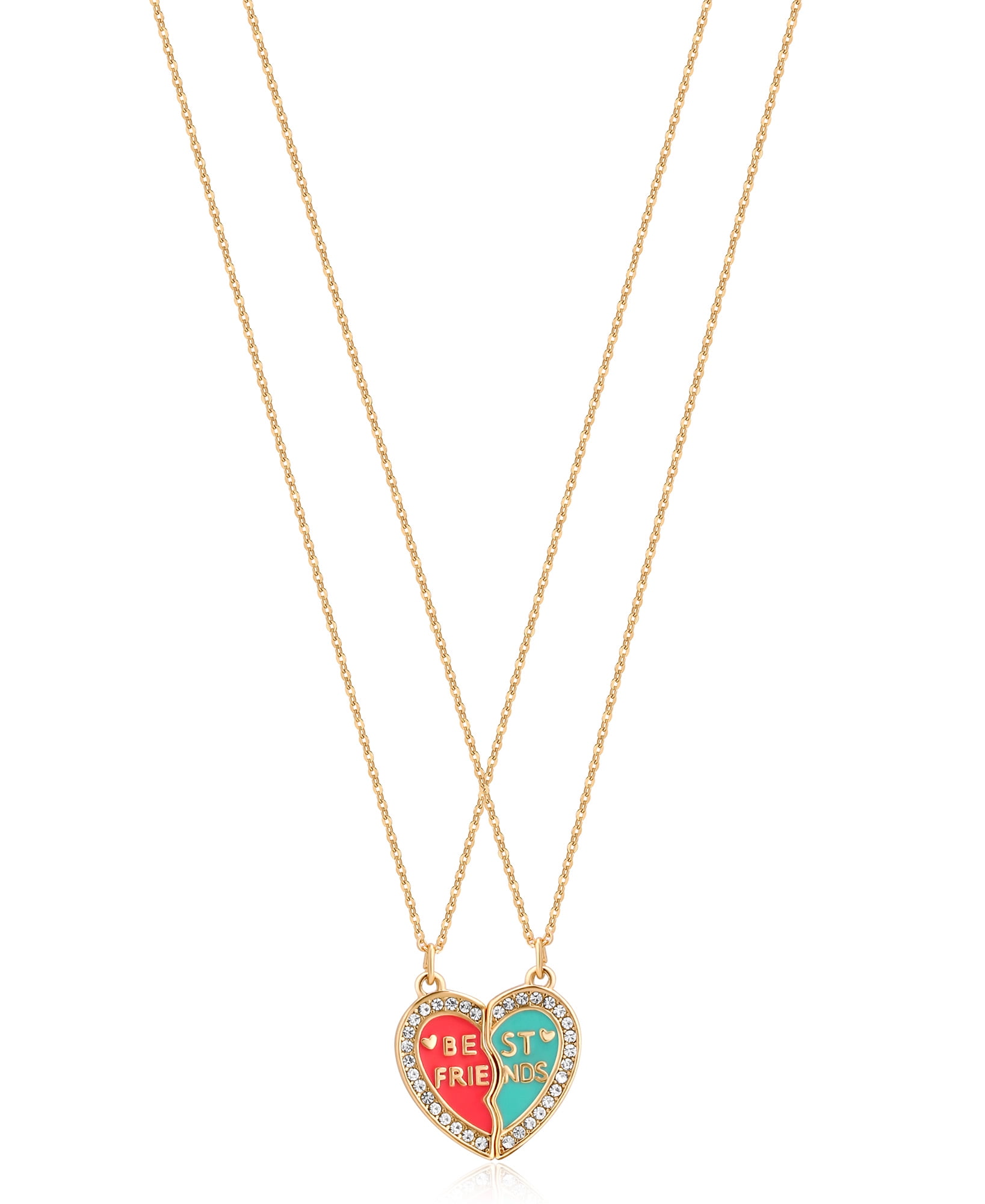 Wonder Nation Girl's "BFF" Multicolored Enameled Magnetic Heart Friendship Necklaces.