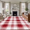thumbnail image 3 of Red Checkered Area Rug 5x8 FT, Non Slip Bedroom Throw Carpet, Red White Plaid Farmhouse Washable Soft Floor Carpet Non-Shedding Rug for Living Room Nursery Dorm Office, 3 of 9
