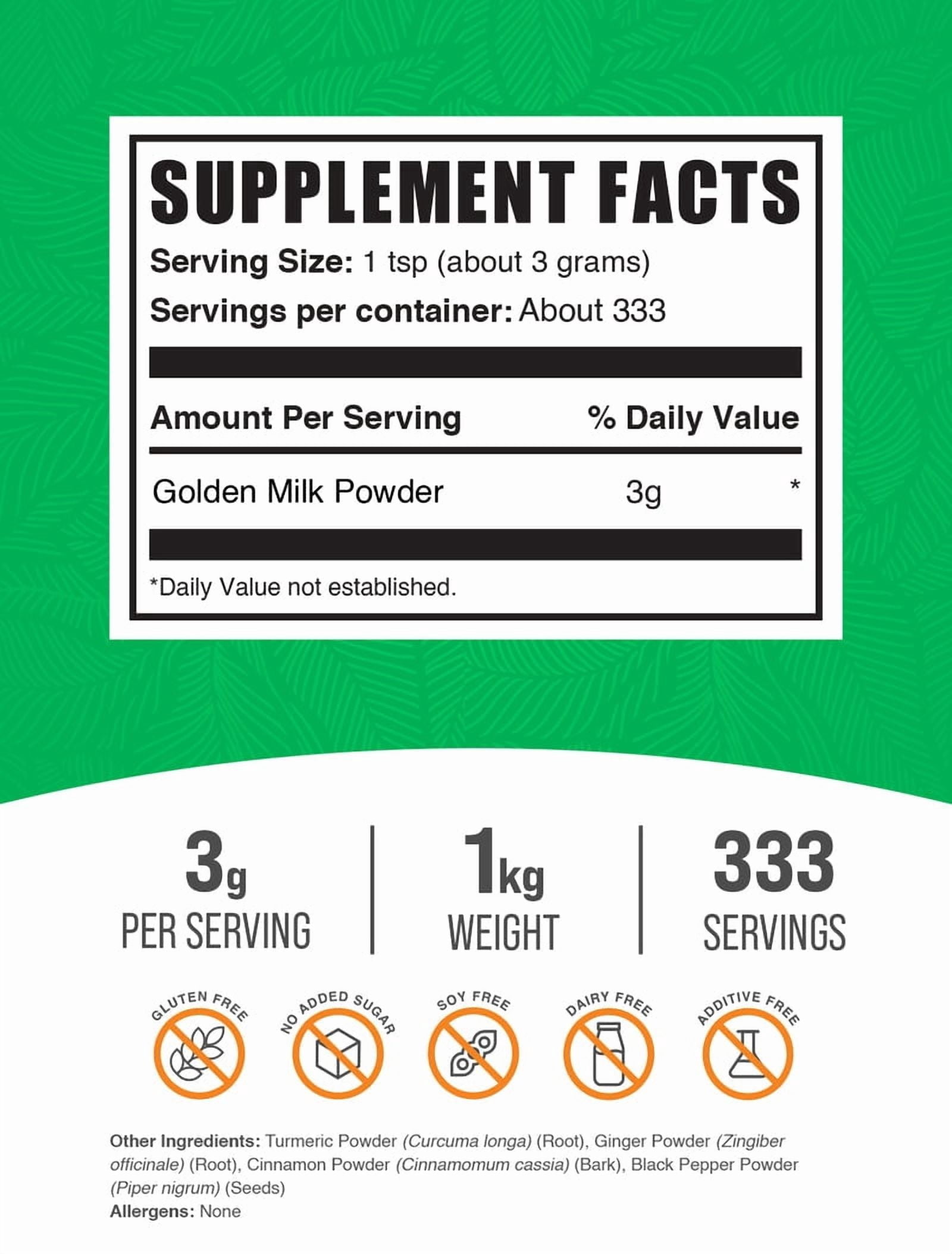 BulkSupplements Golden Milk Powder - 3g per Serving - 1 Kilogram (2.2 lbs) - 333 Servings