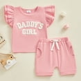 thumbnail image 2 of Bagilaanoe 2pcs Toddler Baby Girl Shorts Set Short Sleeve Letter Print T Shirt Tops + Shorts 6M 12M 18M 24M 3T Kids Casual Summer Clothes, 2 of 8